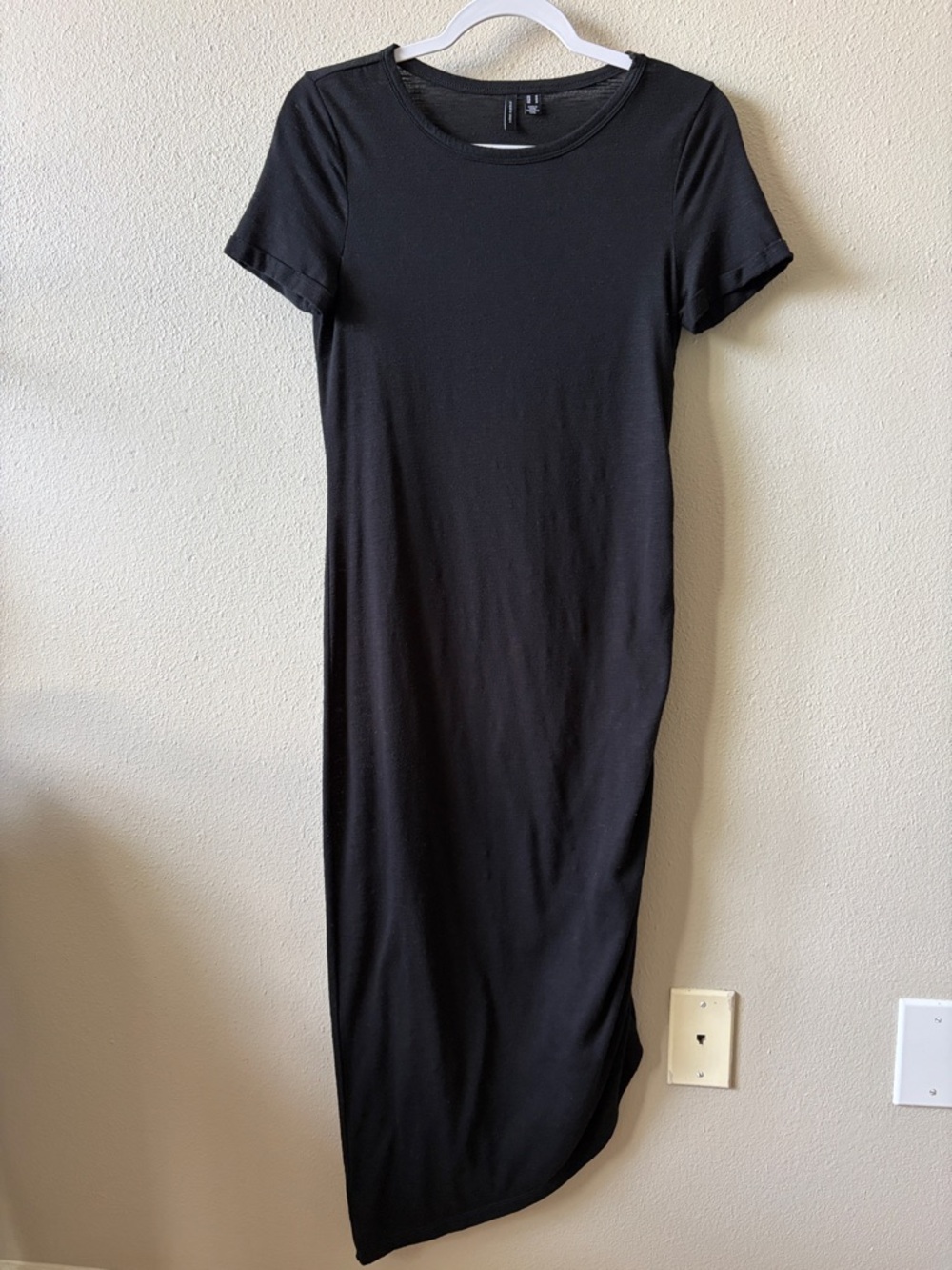 Black Short-Sleeve Maxi Dress